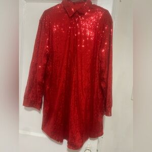 Sequin Red Shirt Dress